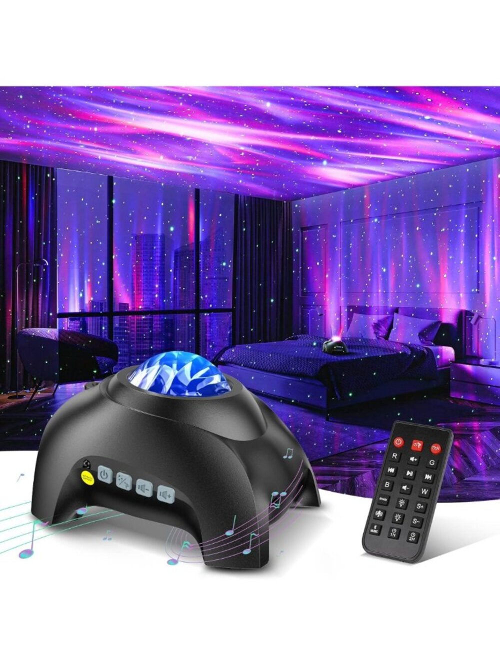 Aurora Projector with 33 Light Effects, LED Star Night Light, Bluetooth Speaker